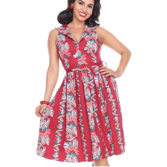 Bettie Page Dresses & Skirts - Bettie Page Tiki Oasis Tropical Pin Up Dress size 12